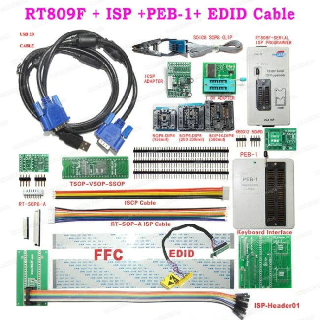 RT809H RT809F EPROM Универсальный очень быстрый USB программист лучше, чем TL866II Plus TL866A TL866CS EMMC-программирование NAND Flash - Цвет: RT809F EDID Cable