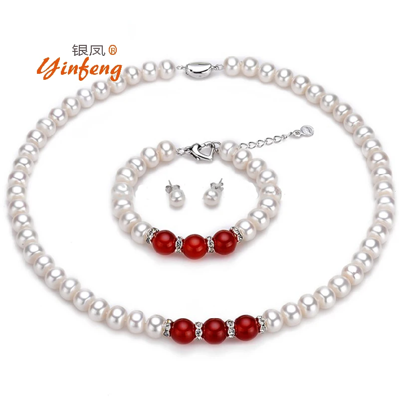 

2015 Fashion design Real Culture Pearl Jewelry Set Women's Birthday Gift Wedding Jewelry Set
