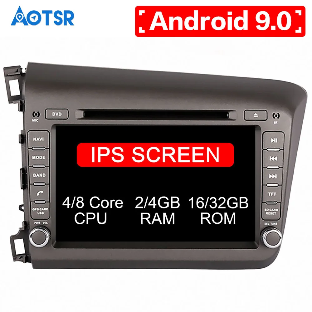 Автомобильный DVD плеер Android 9 магнитола для Honda Civic 2012 13 14 15 мультимедийная