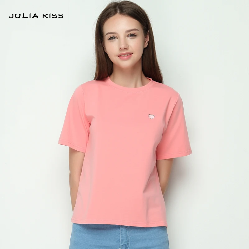 

Women Daisy Street Macarons Colors Short Sleeve Tee With Embroidery Casual Short Sleeve T-shirts Emboridered Fruits Tops