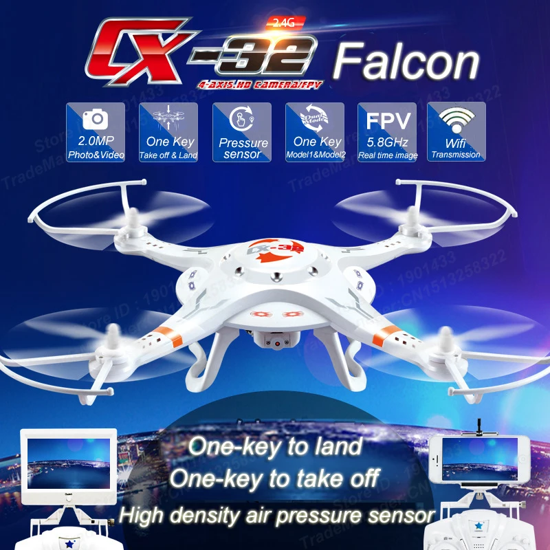 

Original Cheerson CX-32S 4CH RC Drone With 1.0MP HD Camera One Key Landing/Take-off 5.8G FPV RC Quadcopter