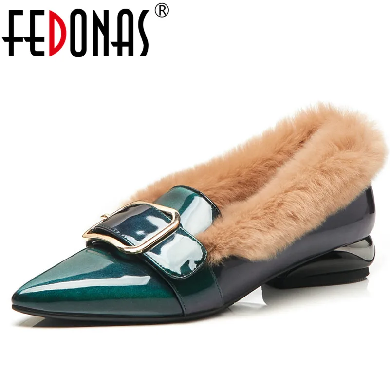 

FEDONAS Fashion Sexy Women Med Heels Party Wedding Shoes Woman Pointed Toe Buckles Slip On Basic Pumps Ladies New Autumn Shoes
