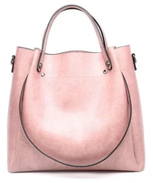 Модные женские кожаные сумки с масляным воском, роскошные дизайнерские сумки через плечо для женщин, сумка высокого качества, кожаная сумка для женщин C874 - Цвет: Розовый