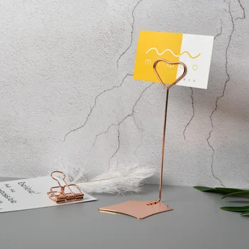 

5pcs/set Table Name Number Metal Holders Heart Shape Photo Menu Stands for Party Wedding Decorations