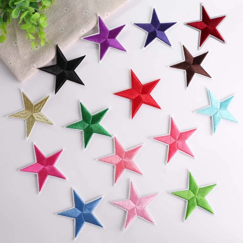 

5pcs/set Big Star Badges Embroidered Iron on Patch Pentagram Appliques Children Decorations Cute Crafts for Clothes Hat Pants