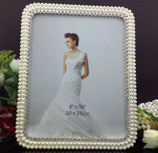 Wholesale (10 pieces/lot) 8x10 Pearl Rhinestone Picture Frames Bulk
