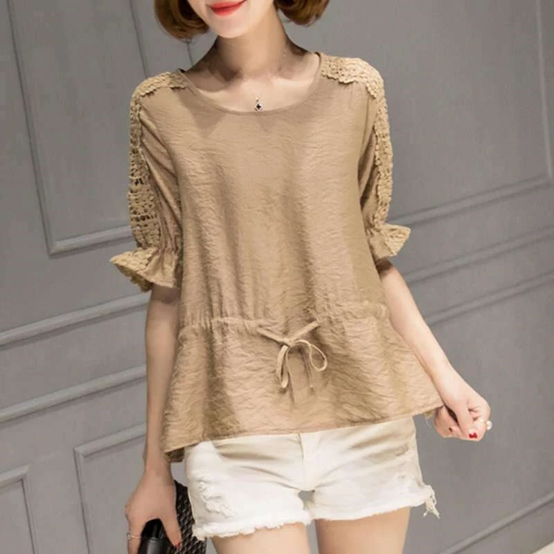 Haut Femme Roupas Feminina, свободный и удобный летний топ, модная блуза, Blusas Mujer De Moda,, блузка из хлопка и льна