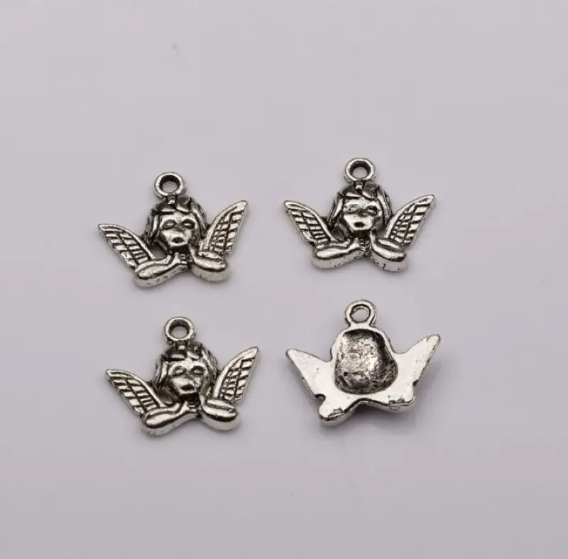 

Hot ! 20pcs Antique Silver Lovely Angel Single-sided design Charms pendants DIY Jewelry 16x19mm (za310)