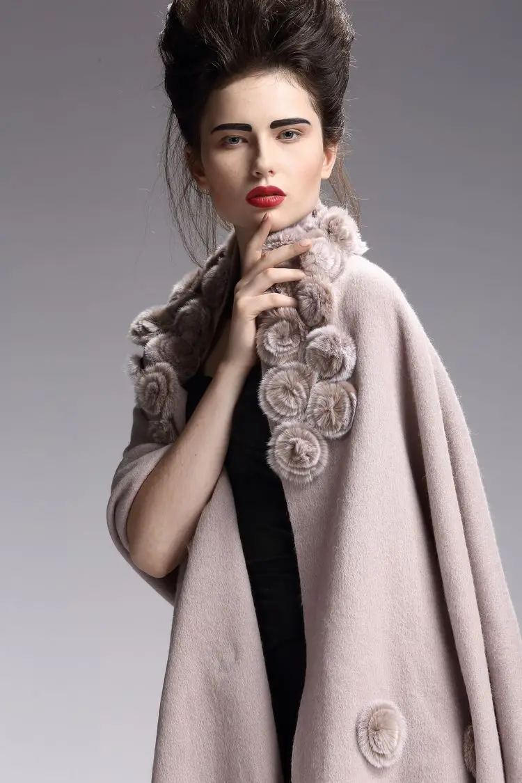 Zy87051 Лидер продаж года распродажа Новинка Для женщин зимние популярные шерсти с 3D Кролик Мех животных цветочный обертывания пашмины шаль шарф