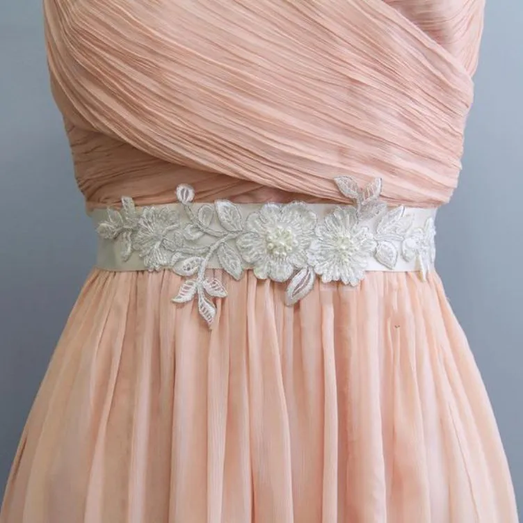 

Ivory Beaded Lace with Satin Ribbon Sash, Wedding Sash, Bridal Bridesmaid Flower Girl Sash