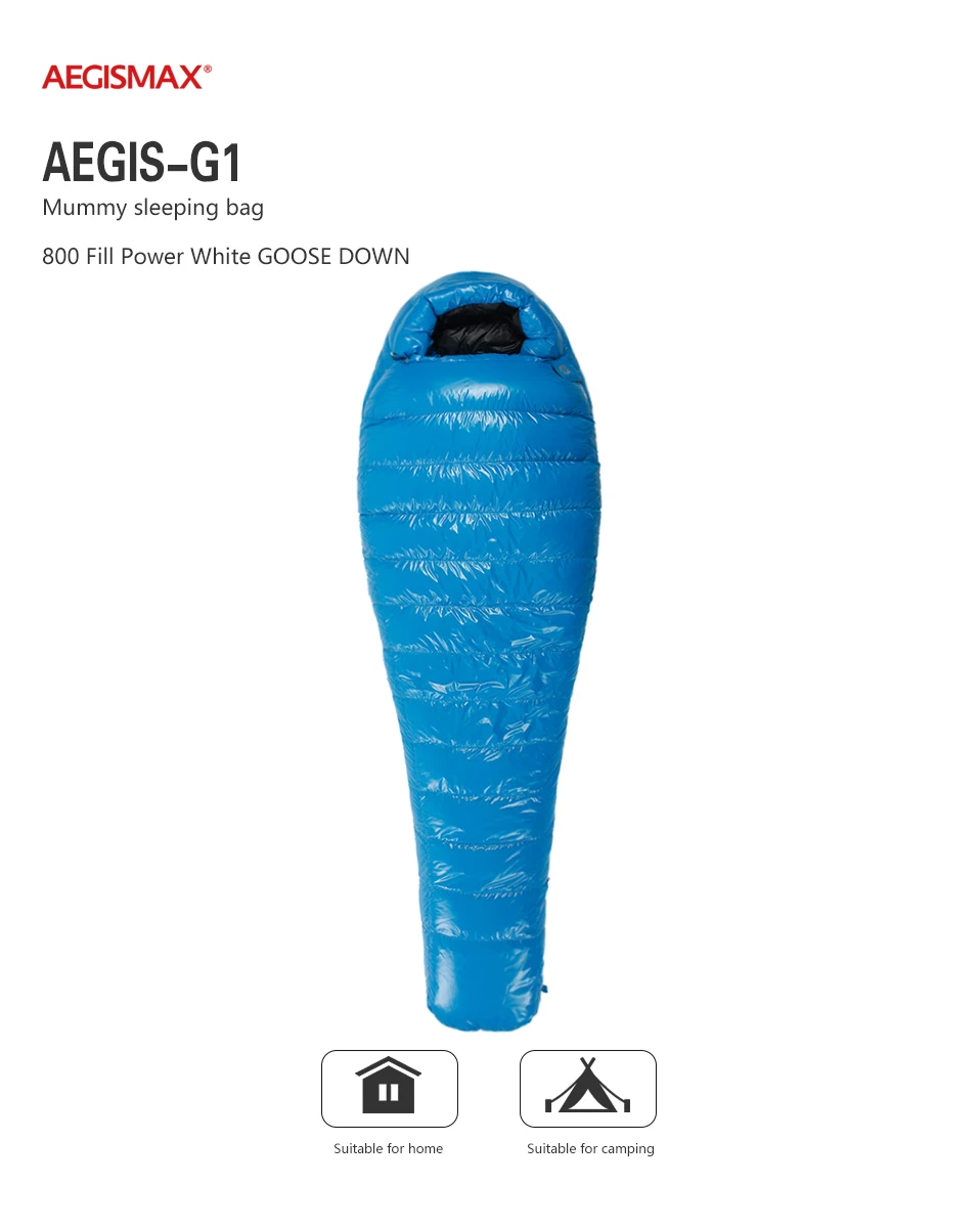 Adulto ao ar Branco para Baixo Bolsa de Dormir Aegismax Série Livre Ultraleve Acampamento 800fp Ganso Múmia Primavera Outono g1 3 Esporte e Lazer