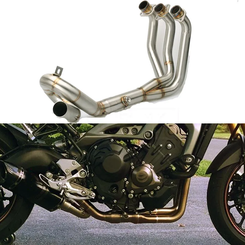 Глушитель для мотоцикла средняя труба и передняя Соединительная труба полная система для Yamaha MT09 FZ09 MT 09 FZ 09 17