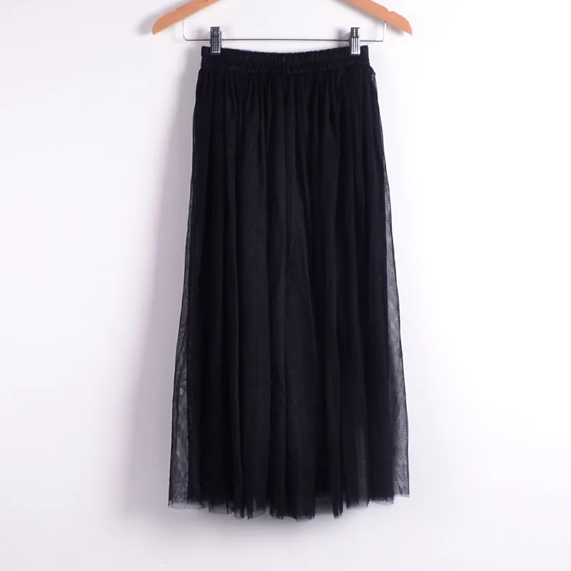 

Hot sale 2018 summer new arrival Women Skirts elastic waist solid double-layer mesh clothing elegant beach long skirt 0915
