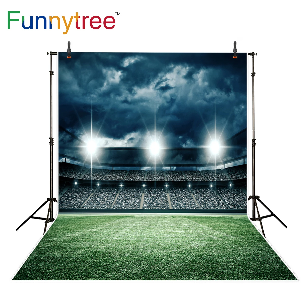 Фотофон Funnytree soccer stadium для фотосъемки с изображением спортивного поля ночной