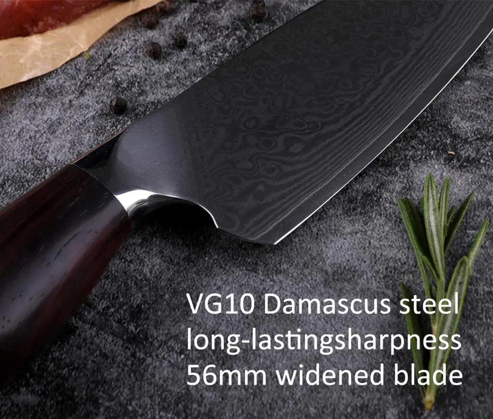 HAOYE 8 дюймов дамасский нож шеф-повара японский aus10 vg10 стальные Профессиональные Кухонные ножи мясо сашими с ручкой из палисандра