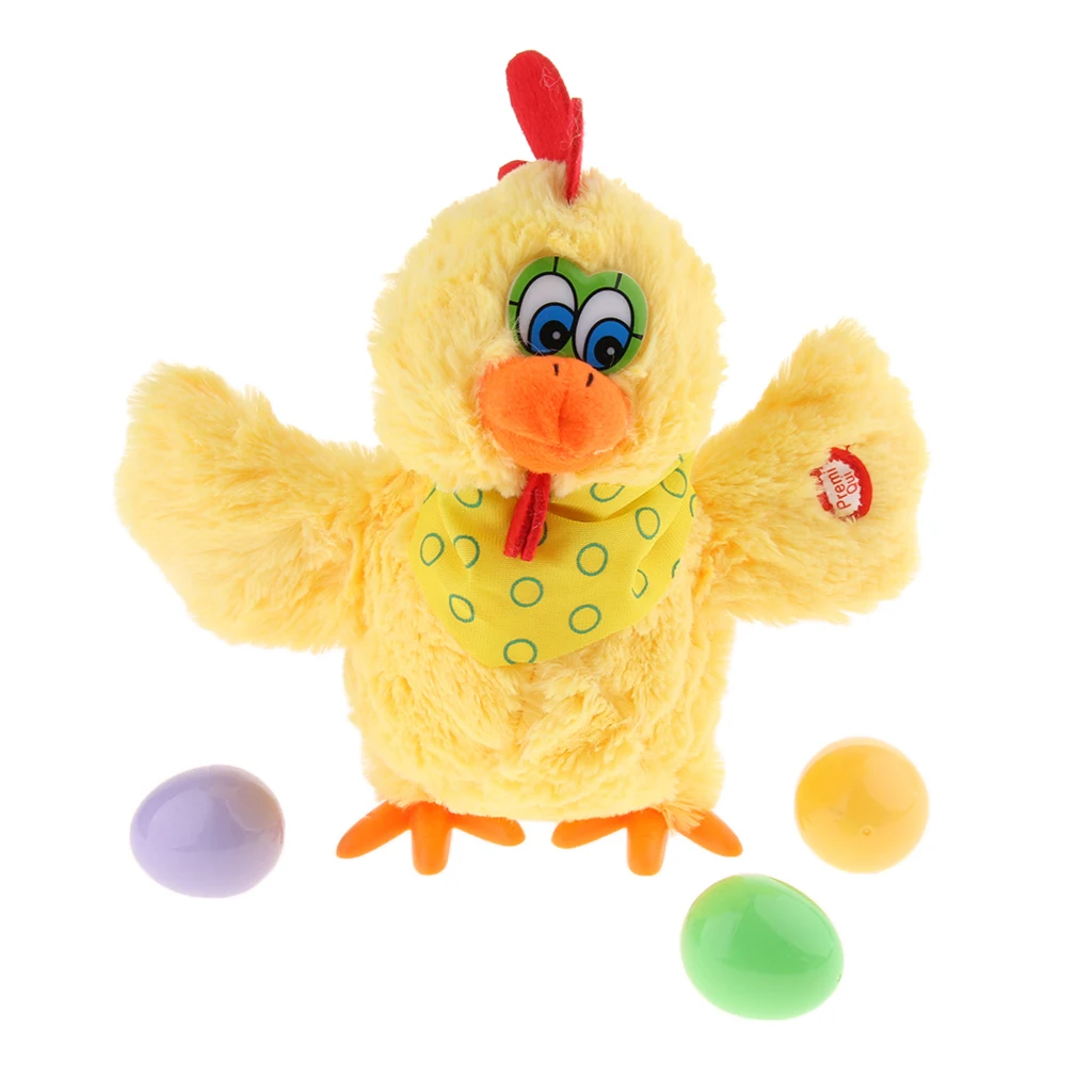 Lovely Raw Hens Lay Chicken Eggs Crazy Singing and Dancing Electric Pet Dolls Plush Toys Birthday Gifts