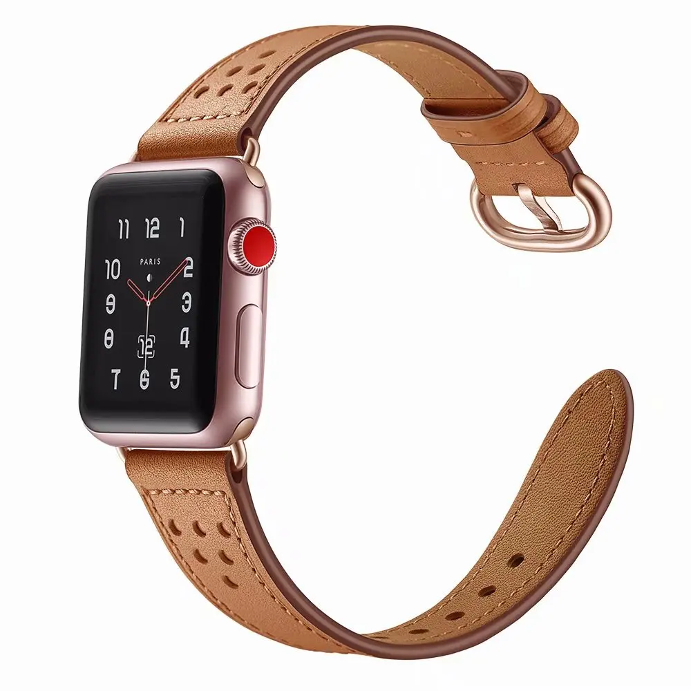 Высококачественный кожаный ремешок для часов Apple Watch серии 1 2 3 мягкий спортивный браслет 42 мм 38 мм 44 мм 40 мм ремешок для iwatch 5 4