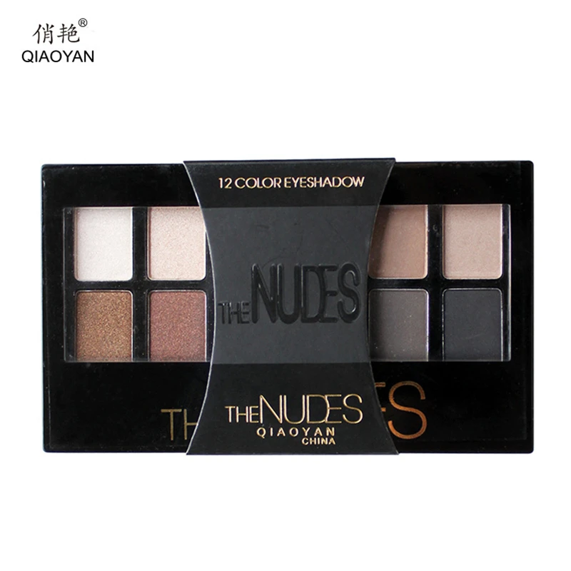 QIAOYAN Nudes Earth Makeup палитра теней для век 12 цветов осветляющие дымчатые тени для век мерцающие матовые профессиональные минеральные водонепроницаемые