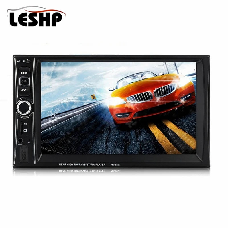 

7653TM 7" HD Bluetooth Touch Screen 2DIN Car Radio FM Stereo MP5 MP3 Player with Mirror-Link Function Support TF AUX Double Din