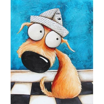 

Funny Dog Cartoon 5d diy Diamond Paintings Full Drill Rhinestone Embroidery Diamond Mosaic Kit Cross Stitch Wall Home Decor