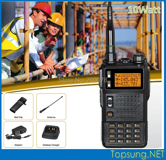 

High Power 10 watt Tri-band VHF/UHF two way radio transmitter transceiver radios w/ DTMF/ ANI /Scramble function+LED flashlight
