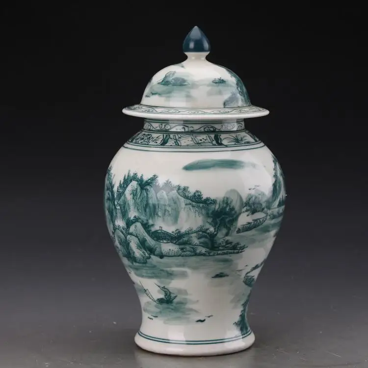 Jingdezhen Hand Painted Antique hand-made Blue And White Landscape Collection Of temple jar Collection Antique Porcelain jar (3)