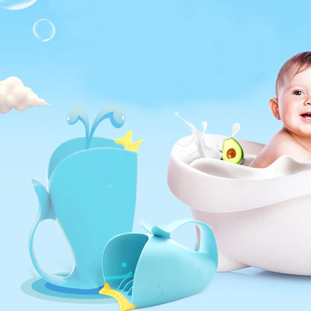 2018 New Arrival Baby Bath Cap Kids Washing Shampoo Cartoon Hair Whale Cup Children Shower Spoons Dropshipping