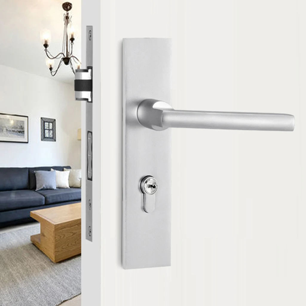 Door Handle Lock Front Back Lever Lock Bathroom Bedroom Door Handles #1