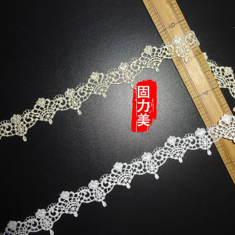 

5 yard gold silver elastic polyester small flower heart lace trim Lace necklace material wide 2.6cm