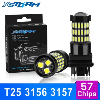

2Pcs T25 3156 3157 Led P27W P27/7W Led Bulbs Super Bright 1200LM Auto Car Turn Signal Lamp Reverse Lights White Yellow Red 12V