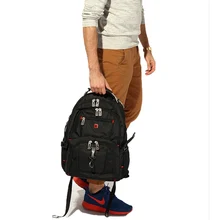 Швейцарский классический брендовый черный холщовый рюкзак для ноутбука, водонепроницаемая сумка, Большая вместительная сумка для путешествий, рюкзак для женщин и мужчин