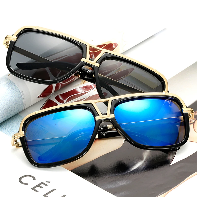 Men Sunglasses Square Sun Glasses For Woman Mirror Glasses Frame Sunglasses Top Women Clear Metal Eyeglasses Oculos de sol UV400