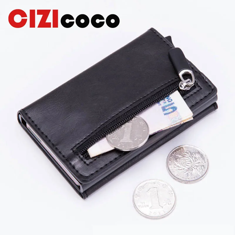 2019 جديد الذكية حامل بطاقة خمر بو الجلود محفظة للعملة المغناطيسي إغلاق بطاقة حالة عارضة الرجال محفظة RFID حجب بطاقة محفظة