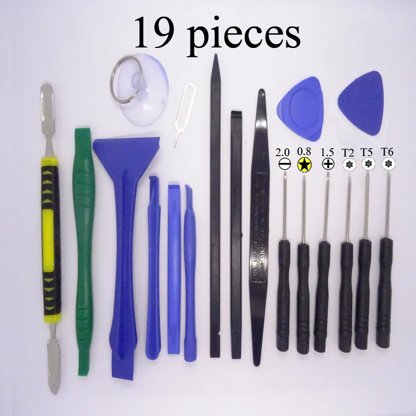 

Hot selling 19 in 1 Mobile Phone Repairing Tool Kit Spudger Pry Opening Tool LCD Repair Tool with 0.8MM\1.5MM\T2\T6 screwdrivers