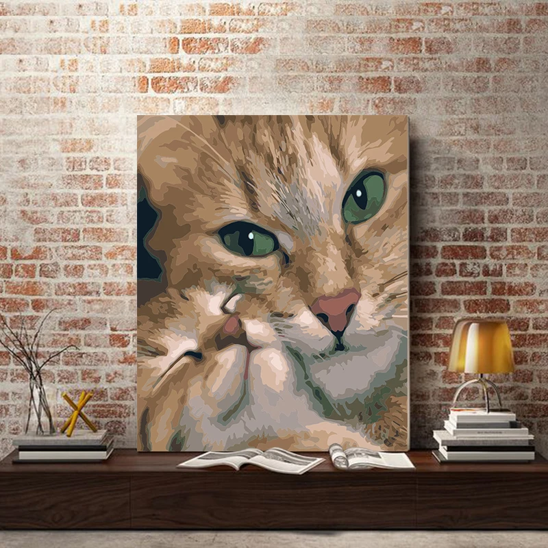 Günstig Farbe durch zahl kunst malerei durch zahlen Kätzchen nette nette größe mutter und kind paar katze fangen schmetterling