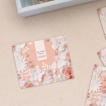 

50pcs/pake Cute pink flower design greeting card "Best Wishes For You" Postcards For Wedding party birthday Gift card