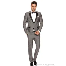 Trajes Hombre Formal 2016 Custom Made Fashion Grey Slim Fits Suits Tuxedo Wedding Suits for Men Groom Suits Formal Evening Suits
