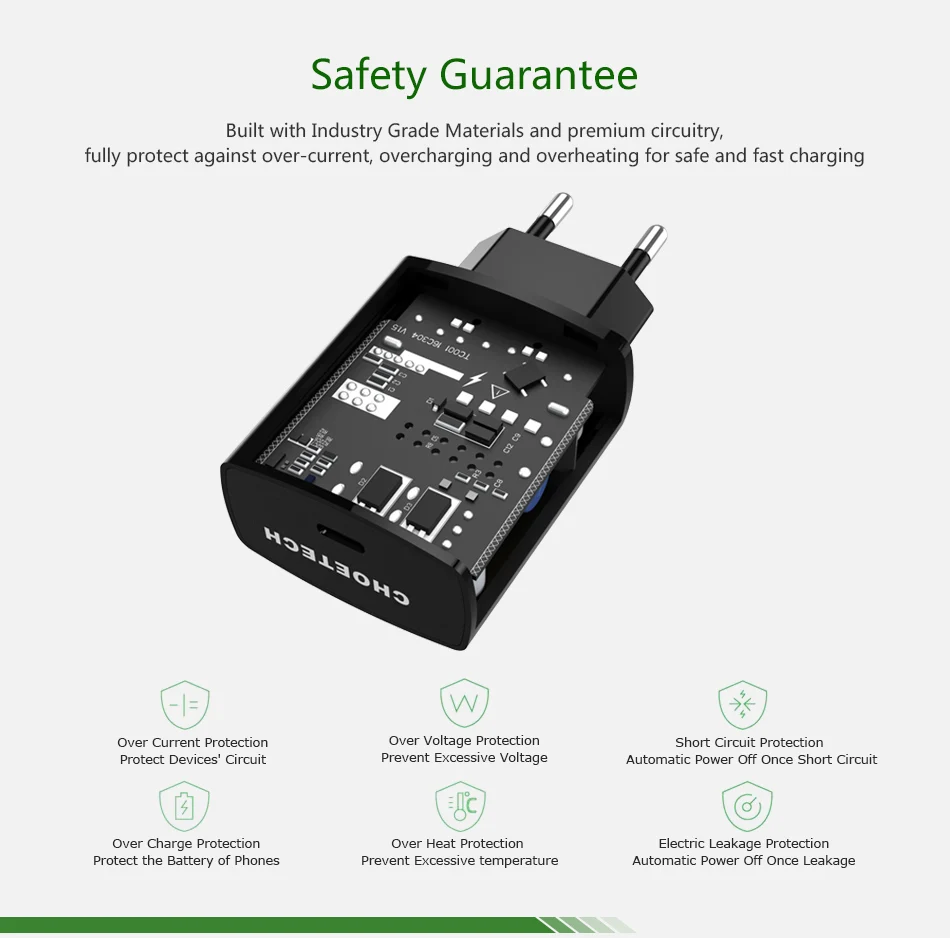 CHOETECH USB نوع C شاحن 15 W 5 V/3A الولايات المتحدة/المملكة المتحدة/الاتحاد الأوروبي التوصيل USB C السفر جدار شاحن سامسونج S8 ل Xiaomi الهاتف المحمول و أقراص