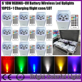 

10XLOT Wireless Battery Powered Portable uplights 6 18W Led Par Light RGBWA+UV Slim Par Can With IRC For Wedding Decoration