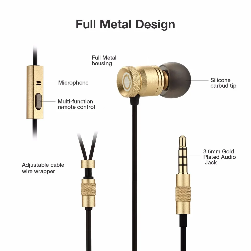GGMM наушники с микрофоном металлические корпус 3 5 мм HD Hi Fi бас стерео для телефона