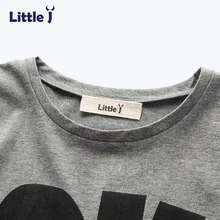 Little J Boy Clothing Set 2Pcs Grey Letter OK Short Sleeve T-Shirt+Long Pants Spring Autumn Girl Child Outfit Sport Clothes 2-6Y