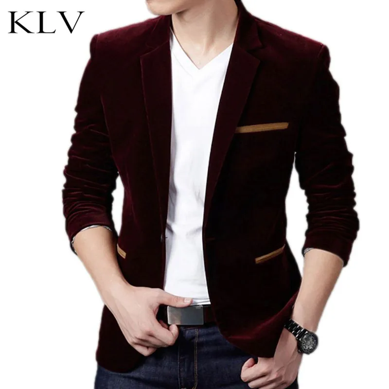 Men Plus Size Vintage Long Sleeve British Style Blazer Jacket Corduroy Notched Lapel Collar Coat Slim Single Breasted Outwear - Цвет: JR