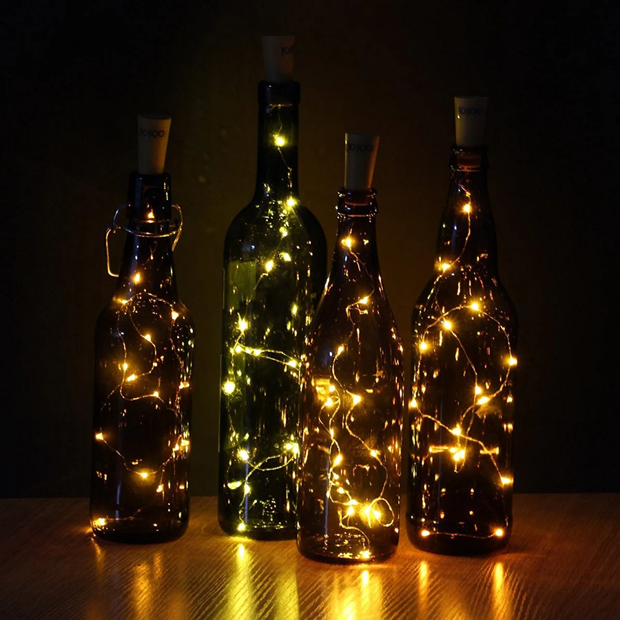 Винная бутылка 15 светодио дный 75 см медная проволока Бутылка пробка Звездная гирлянда огни для Рождества Праздник Свадьба и Хэллоуин