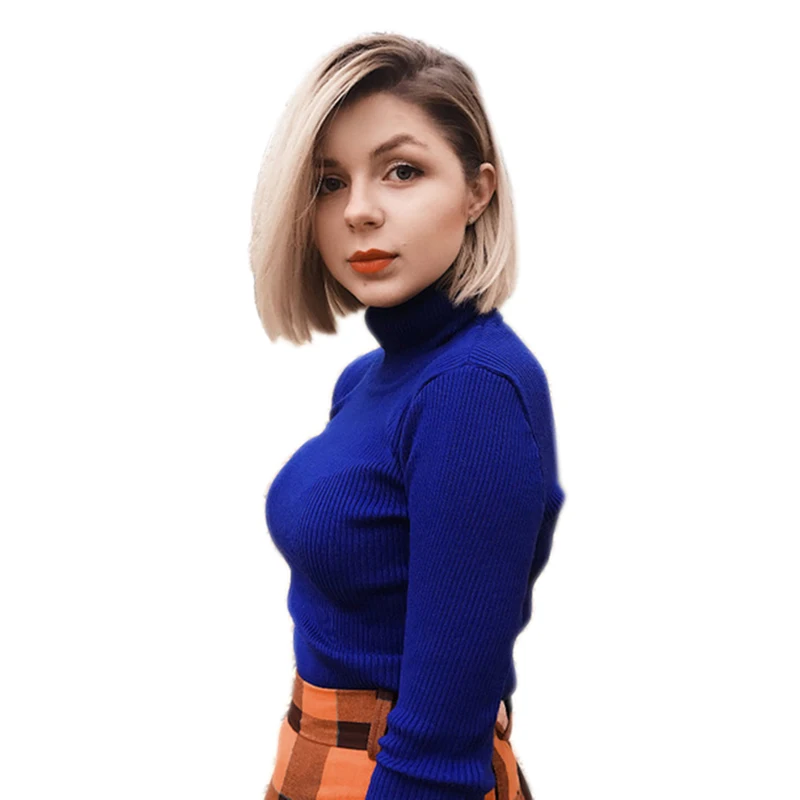 

Women's Turtleneck Cashmere Sweater Simple Sweater Plus Size Pullover Stripe Knit Top woollen sweater