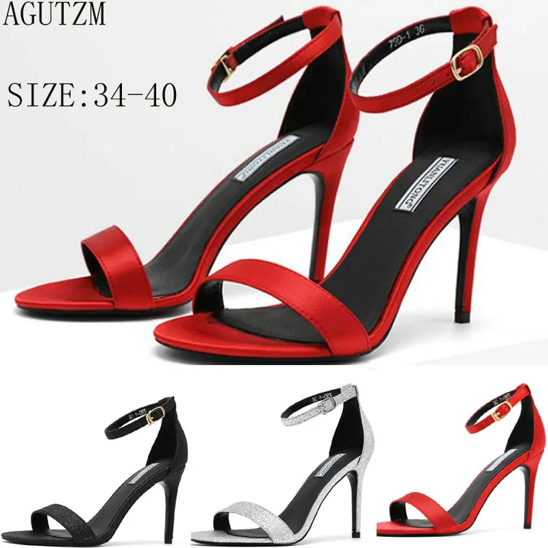 

summer sexy Simple Style hollow Roman sandals thick with a word with Strappy Fine high heels female Sexy female sandals Z93