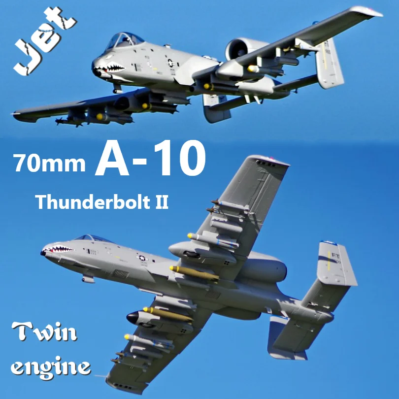 Радиоуправляемый самолет FMS A 10 A10 Thunderbolt II 70 мм Twin импеллер EDF Jet серый 6CH с