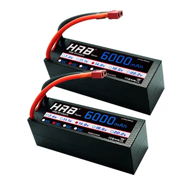 

2 units HRB RC Lipo Battery 4S 14.8V 6000mah 50C Burst 100C Hrad case Deans Plug for RC Buggy Truggy Crawler Monster Boat Truck