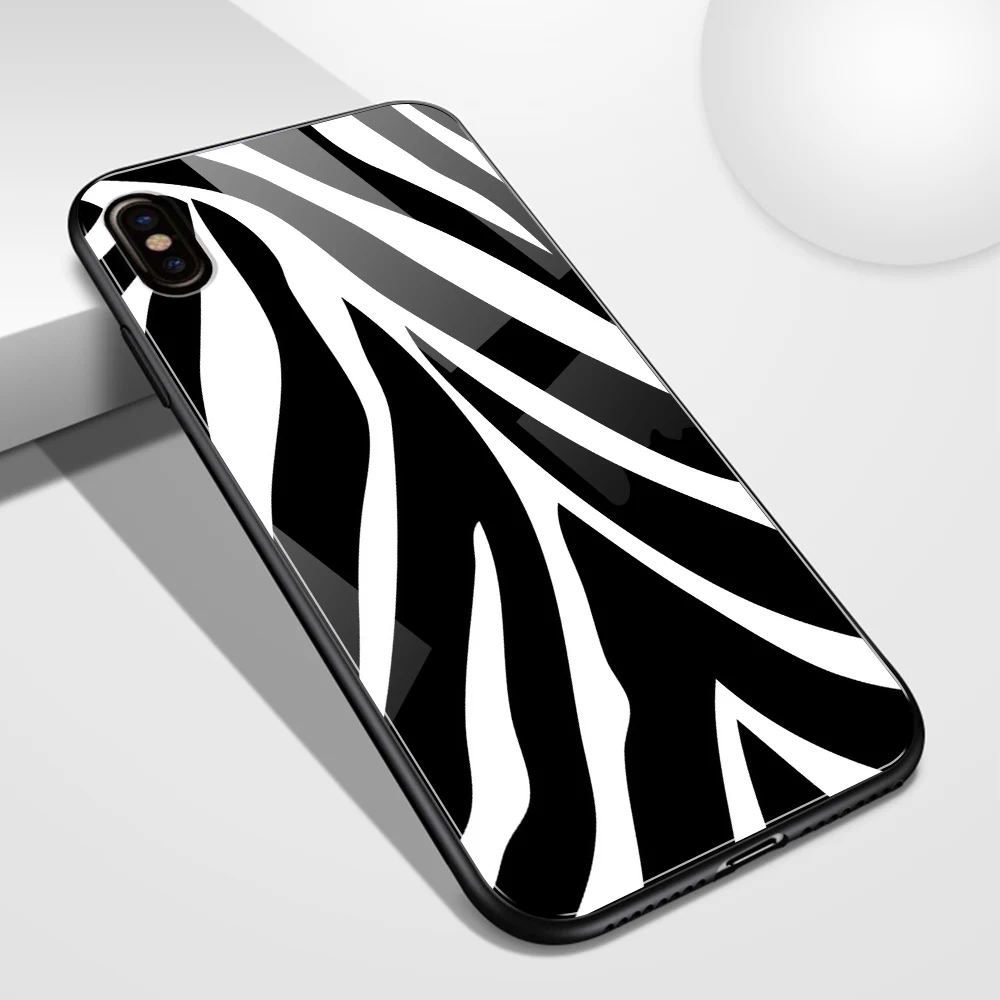 Чехол для iPhone 12 мини стекло твердая задняя крышка Зебра Тигр леопардовый чехол 6 6s