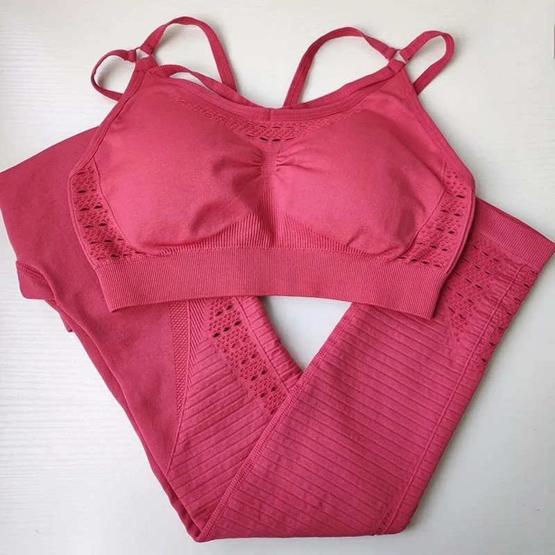 Ceny Energy seamless yoga 2 kawałki zestaw strappy stanik sportowy legginsy zestaw gimnastyczny ubrania do ćwiczeń dla kobiet zestaw sportowy gym athletic wear