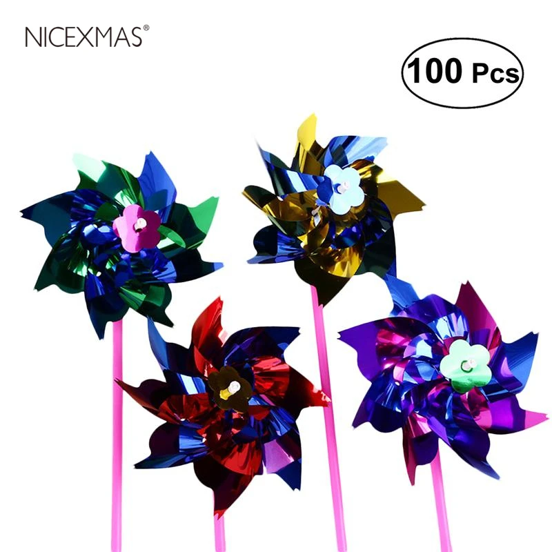

100pcs/pack Random Color DIY Toy Party Pinwheels Rainbow Pinwheel Pinwheels for Kids Party Carnival